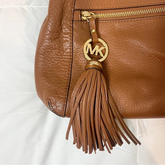 Michael Kors Brown Leather Charm Tassel Medium Satchel - Picture 3 of 13